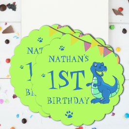 Grönt Blue Dinosaur Thmet Barns födelsedag Party Underlägg Papper