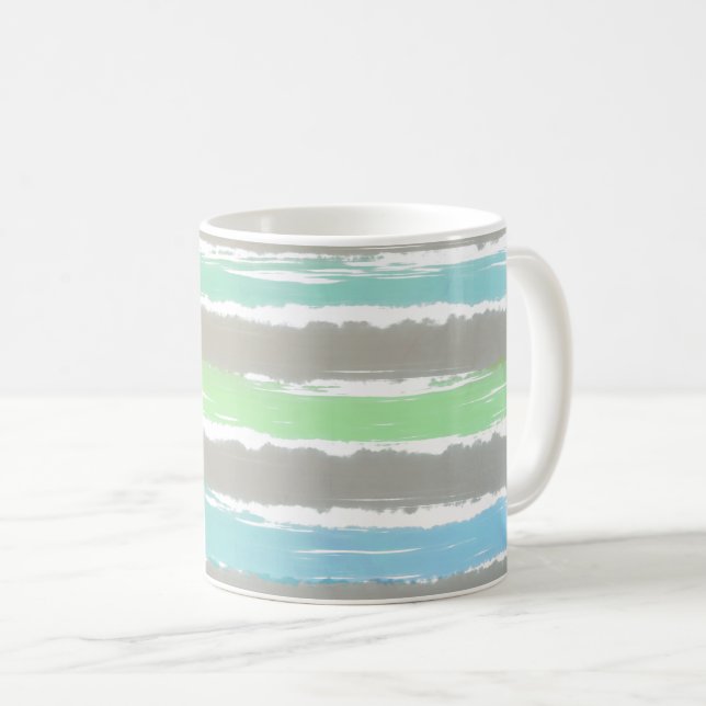 Grönt Blue Driftwood Grått Watercolor Rand Kaffemugg (Framsida höger)