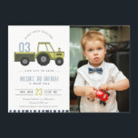 Grönt Blue Farm Tractor Kids Photo Birthday Inbjud Tack Kort<br><div class="desc">En Roligt Cute Boys GRÖNT BLUE FARM TRACKTOR THEME BIRTHDAY Collection.- Det är en Elegant enkel minimal sketchy Illustration of farm traktorns carry the Birthday year, perfekt for your small ones födelsedagsfest. Det är mycket enkelt att anpassa, med dina personuppgifter. Om du behöver någon annan matchande produkt eller anpassning kan...</div>
