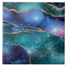 Grönt blue geode galaxy faux gyllene modern