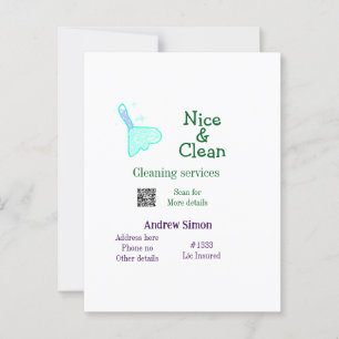 Grönt blue gitter clean mop add namn adress q r b vykort