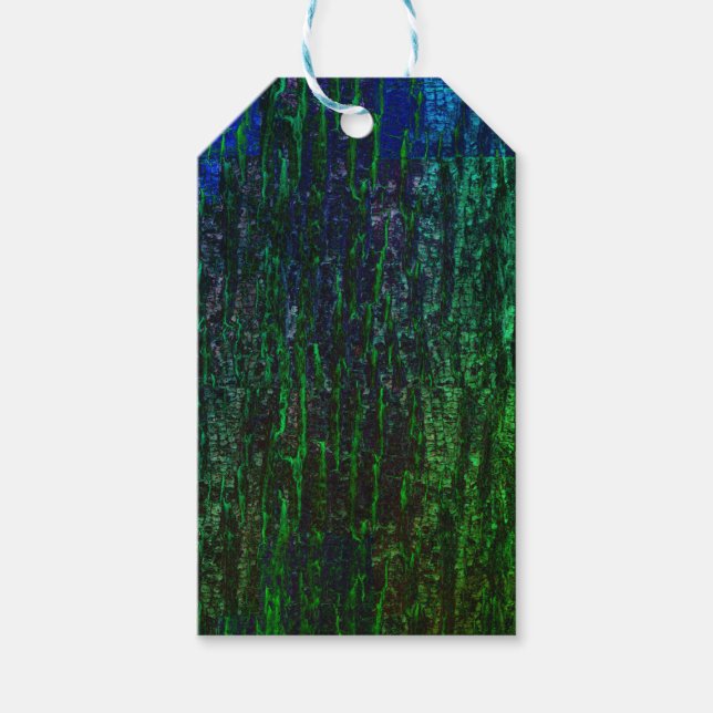 grönt Blue gradient glitch träd bark Presentetikett (Framsidan)