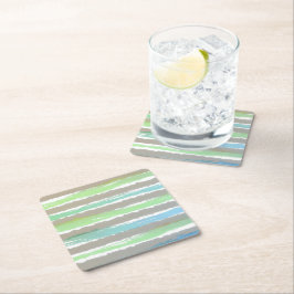 Grönt Blue Grått Watercolor Rand Underlägg Papper Kvadrat