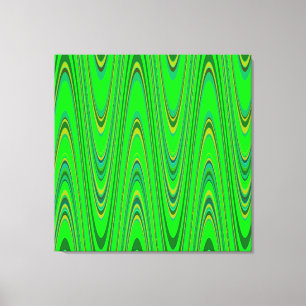 Grönt Blue Gult Modern Geometric Wave Mönster Canvastryck