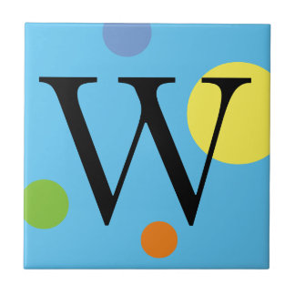 GRÖNT BLUE GULT OCH ORANGE MONOGRAM TID KAKELPLATTA