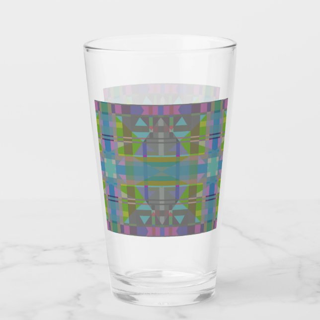 Grönt Blue Lila Geometric Glaskopp (Framsida)