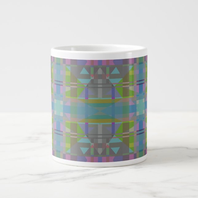 Grönt Blue Lila Geometric Jumbo Mugg (Framsidan)