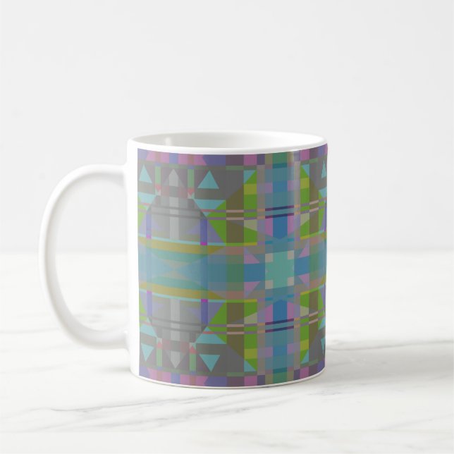 Grönt Blue Lila Geometric Kaffemugg (Vänster)