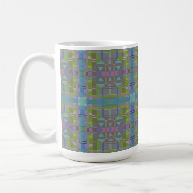Grönt Blue Lila Geometric Kaffemugg (Vänster)