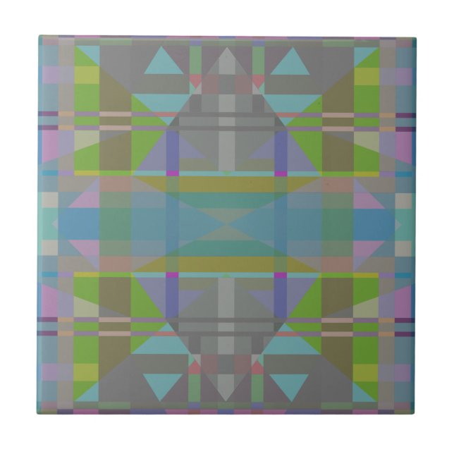 Grönt Blue Lila Geometric Kakelplatta (Framsidan)