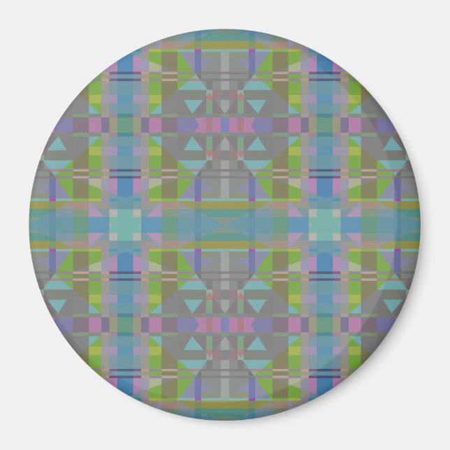 Grönt Blue Lila Geometric Magnet (Framsidan)
