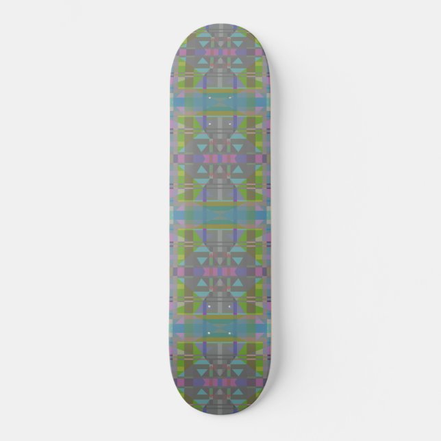 Grönt Blue Lila Geometric Mini Skateboard Bräda 18,5 Cm (Framsida)