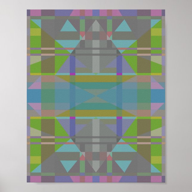 Grönt Blue Lila Geometric Poster (Framsidan)