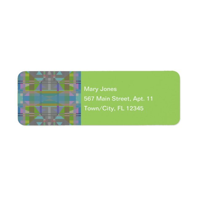 Grönt Blue Lila Geometric Returadress Etikett (Framsidan)