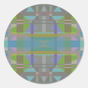 Grönt Blue Lila Geometric Runt Klistermärke