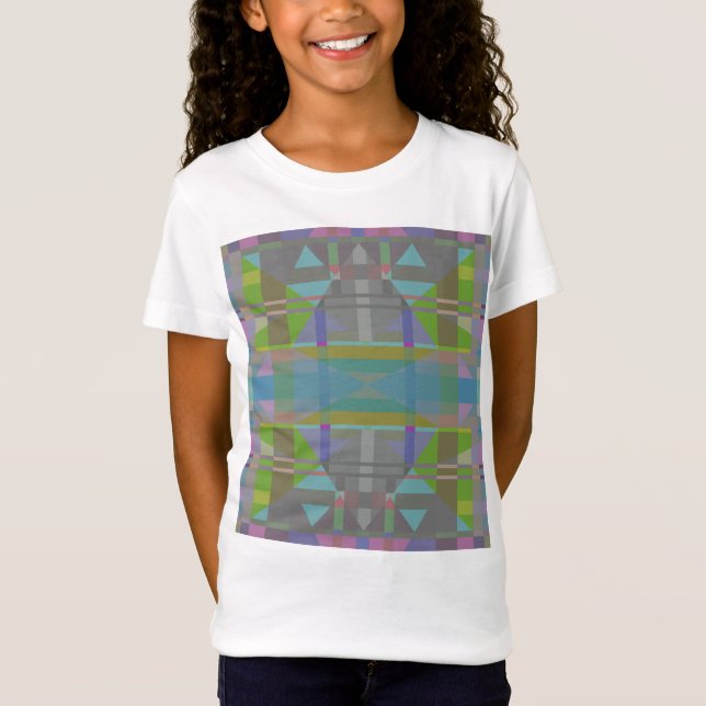 Grönt Blue Lila Geometric T Shirt (Framsida)