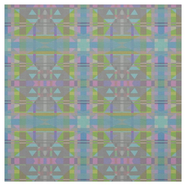 Grönt Blue Lila Geometric Tyg (Provkarta)