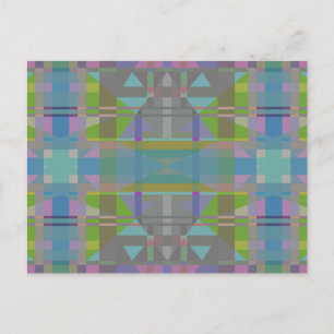 Grönt Blue Lila Geometric Vykort