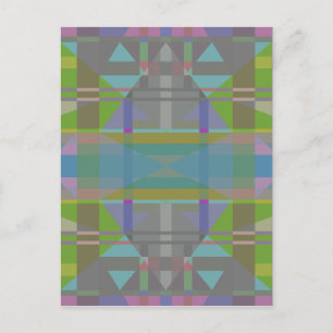 Grönt Blue Lila Geometric Vykort
