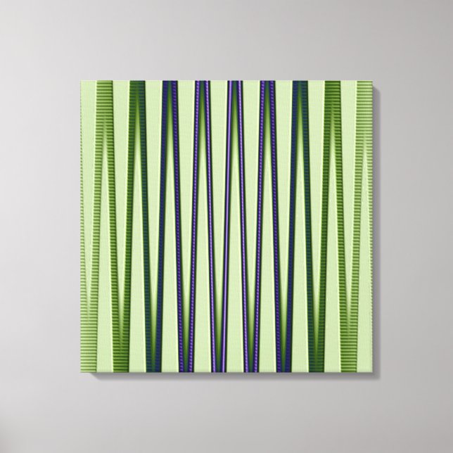 Grönt Blue Lila Modern Abstrakt Wave Mönster Canvastryck (Framsida)