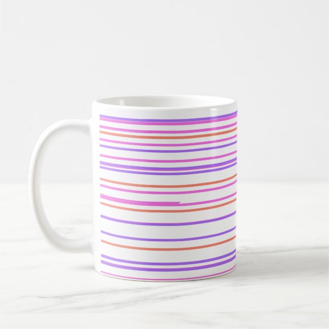 Grönt Blue lila rand modern anpassningsbar mönster Kaffemugg (Vänster)