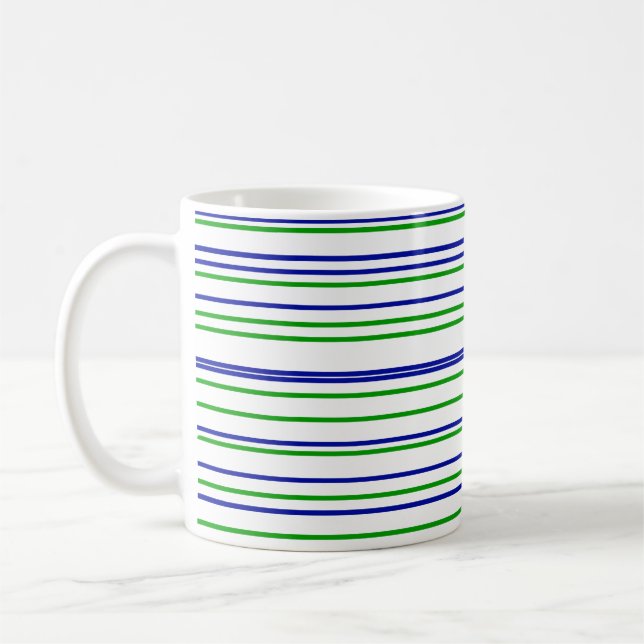 Grönt Blue lila rand modern anpassningsbar mönster Kaffemugg (Vänster)