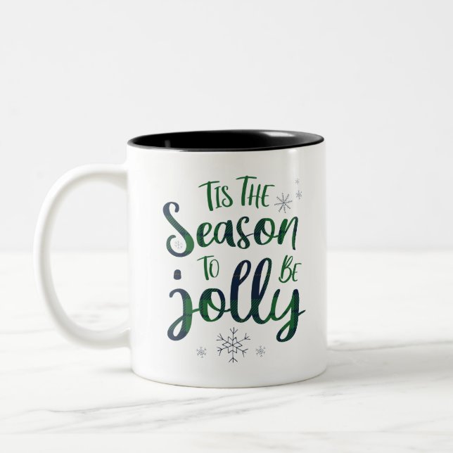 Grönt Blue Lumberjack Mönster Tis säsong Två-Tonad Mugg (Vänster)