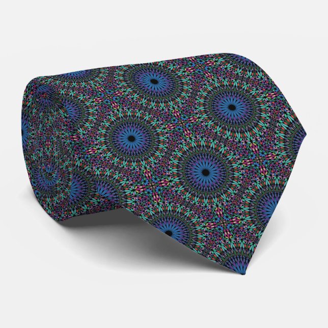 Grönt Blue Mandala Mönster Tie Slips (Rullad)