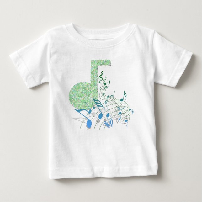 Grönt & Blue Musik noter White Baby Tutu Bodykosty Tee (Framsida)