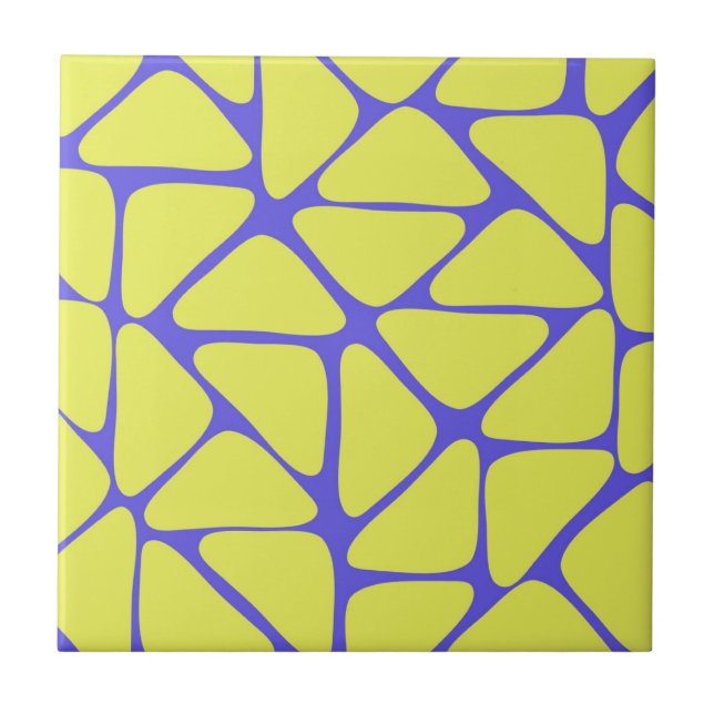 Grönt Blue Neon Geometric Triangle Mönster Kakelplatta (Framsidan)