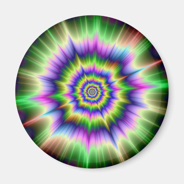 Grönt Blue och Gult Explosion Magnet (Framsidan)