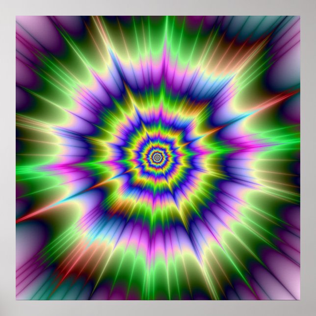 Grönt Blue och Gult Explosion Poster (Framsidan)