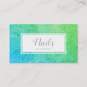 Grönt Blue Ombre Gnistra Glitter Nail Artist Visitkort
