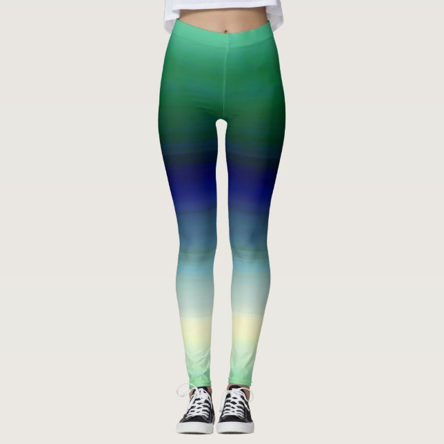 Grönt Blue Ombre Leggings (Framsida)