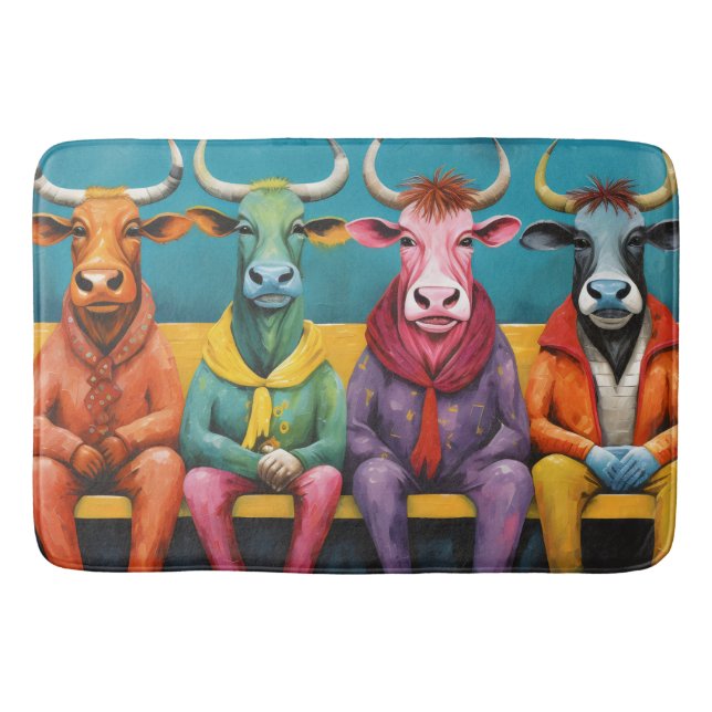 Grönt Blue Ox Cow-grupp nedgraderad Badrumsmatta (Framsidan)