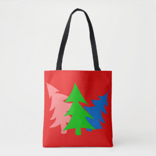 Grönt Blue Rosa Gräs Träd Red Tote Bag Tygkasse