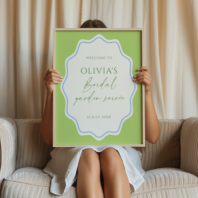 Grönt Blue Scalloped Ram Möhippa Soirée Välkommen Poster (Skapare uppladdad)