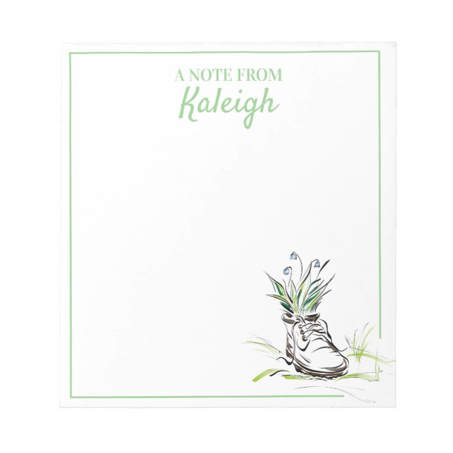 Grönt Blue Shoe Flower Planter for Gardener Anteckningsblock (Framsida)