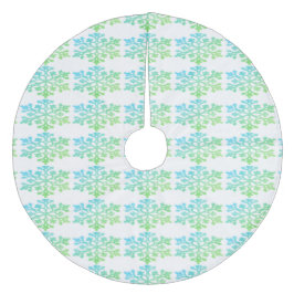 Grönt Blue Snöflingor Träd Skirt, Coral Ull Julgransmatta Fleece