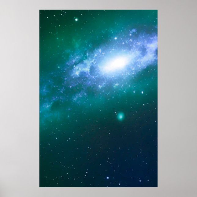Grönt Blue Spinning Galaxy Poster (Framsidan)