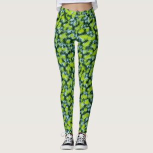 Grönt Blue Teal Mosaic Mönster Leggings