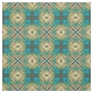 Grönt Blue Teal Turcos Aztec Mosaic Mönster Tyg