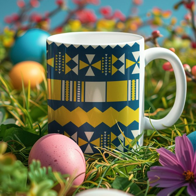 Grönt Blue Traditional Tribal Mönster Kaffemugg (mug)