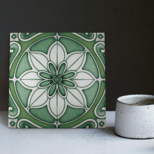 Grönt Blue Wall Decor Art nouveau Backsplash Kakelplatta