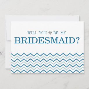 Grönt Blue Zigzag Cute blir min Bridesmaid Inbjudningar