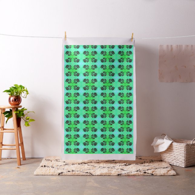 Grönt Bluegreen Ro Silhouette Blommigt Fabric 56 t Tyg (In Situ)