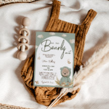 Grönt Boho Bear Baby Shower