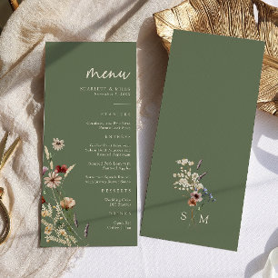 Grönt Boho Bröllop Menu Meny