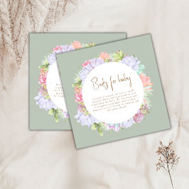 Grönt Boho Cactus Desert Bokar for Baby Shower Tilläggskort