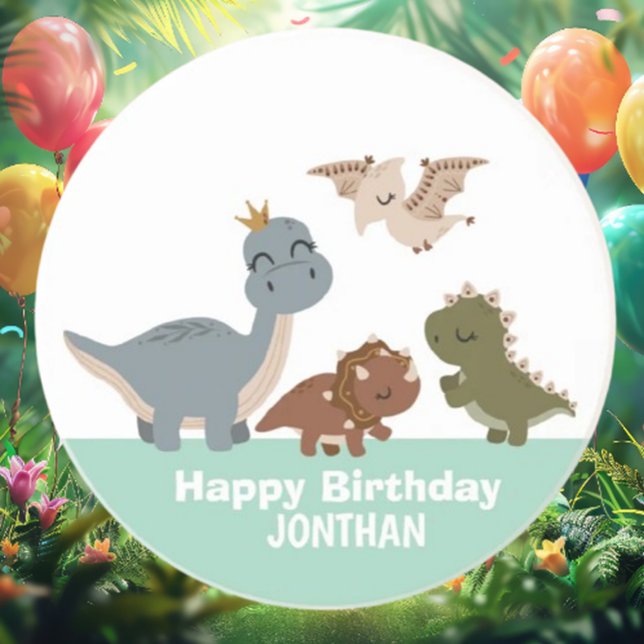 Grönt Boho Dinosaur Födelsedagsfest Underlägg (Celebrate your little one's birthday with our enchanting Green Boho Dinosaur Coaster! )